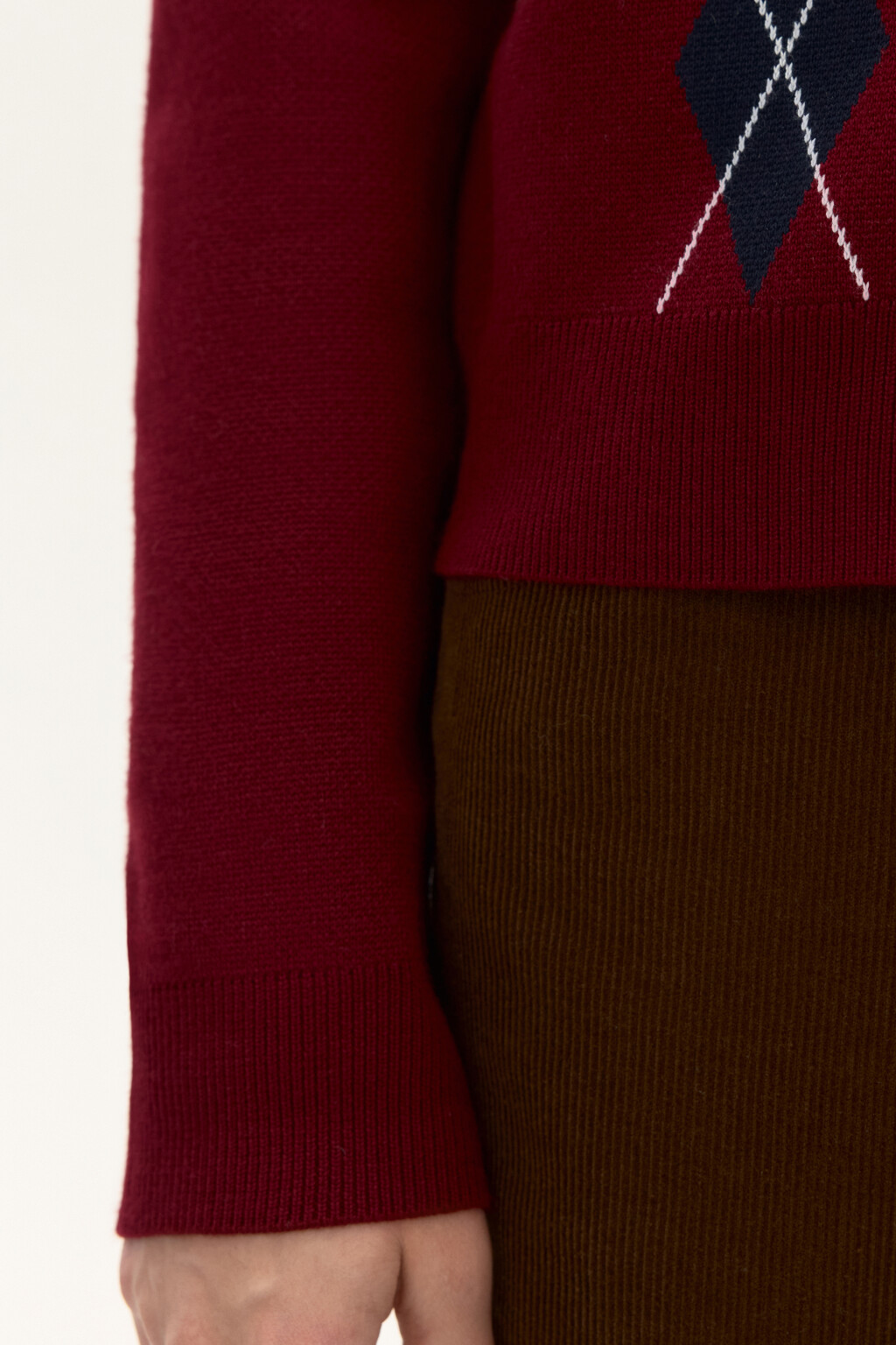 Кардиган на пуговицах с принтом аргайл - цвет красный - 6