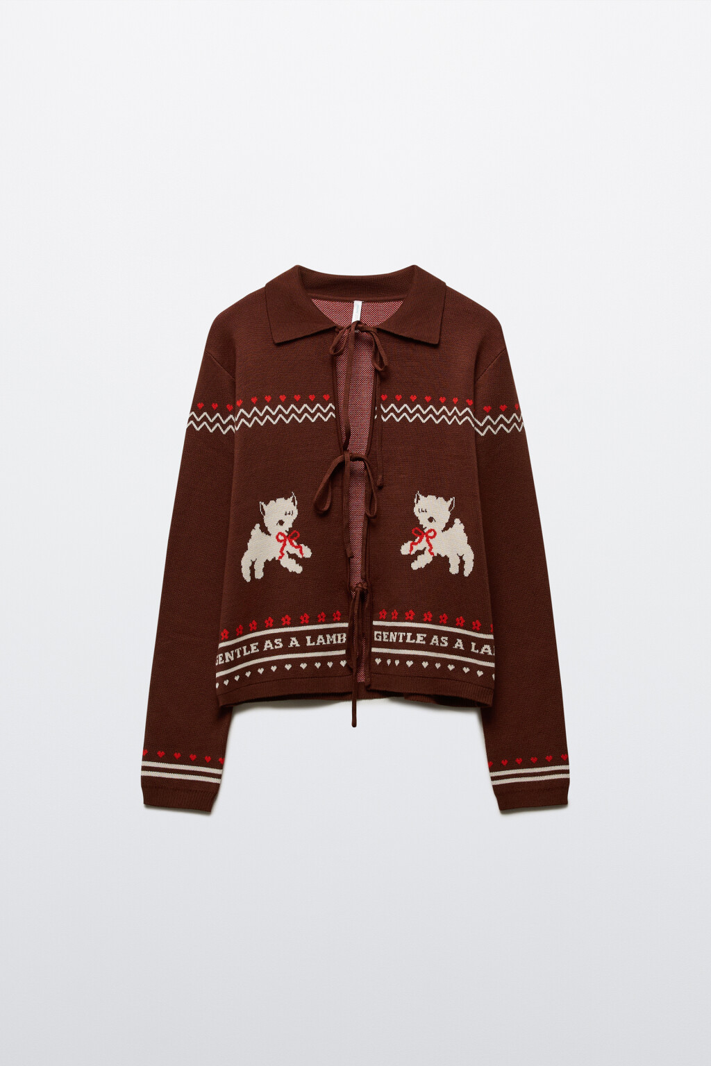 Кардиган на завязках с принтом - цвет коричневый - 8