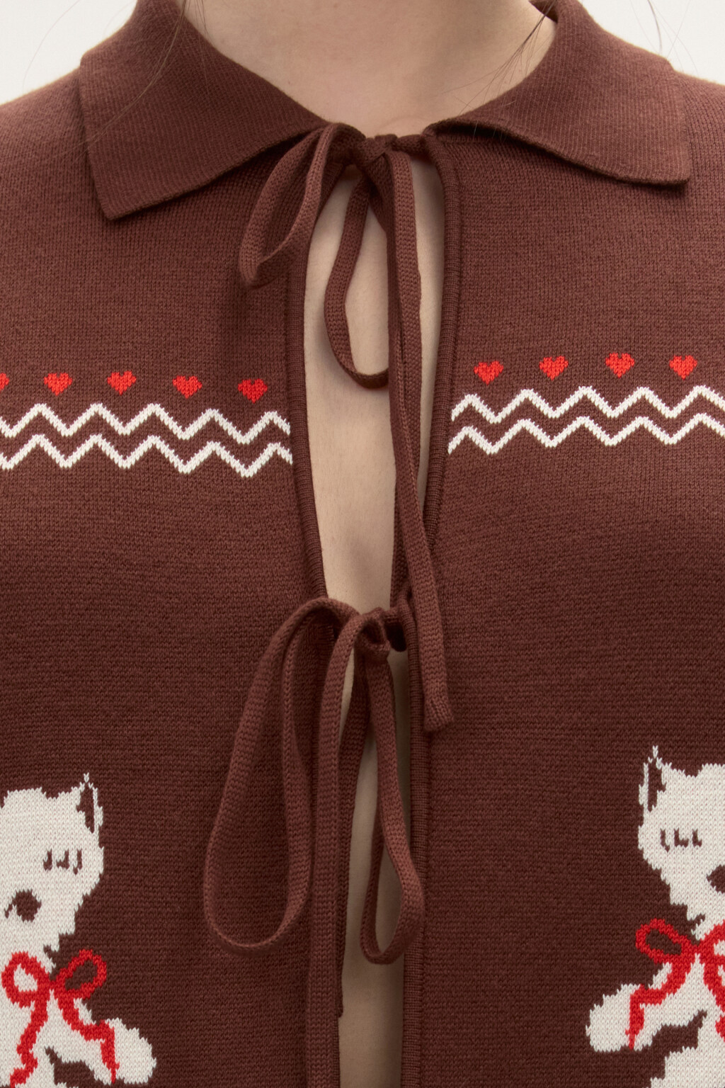 Кардиган на завязках с принтом - цвет коричневый - 4