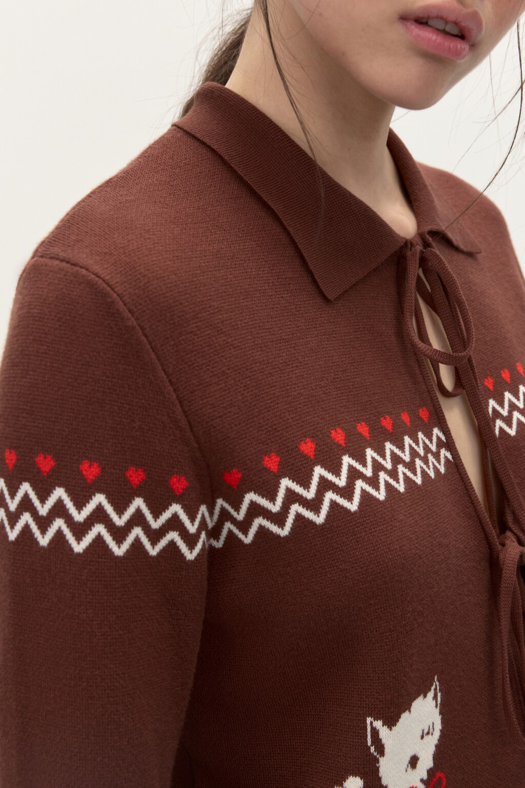 Кардиган на завязках с принтом - цвет коричневый - 5