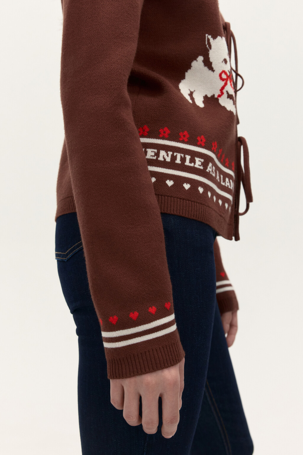 Кардиган на завязках с принтом - цвет коричневый - 6