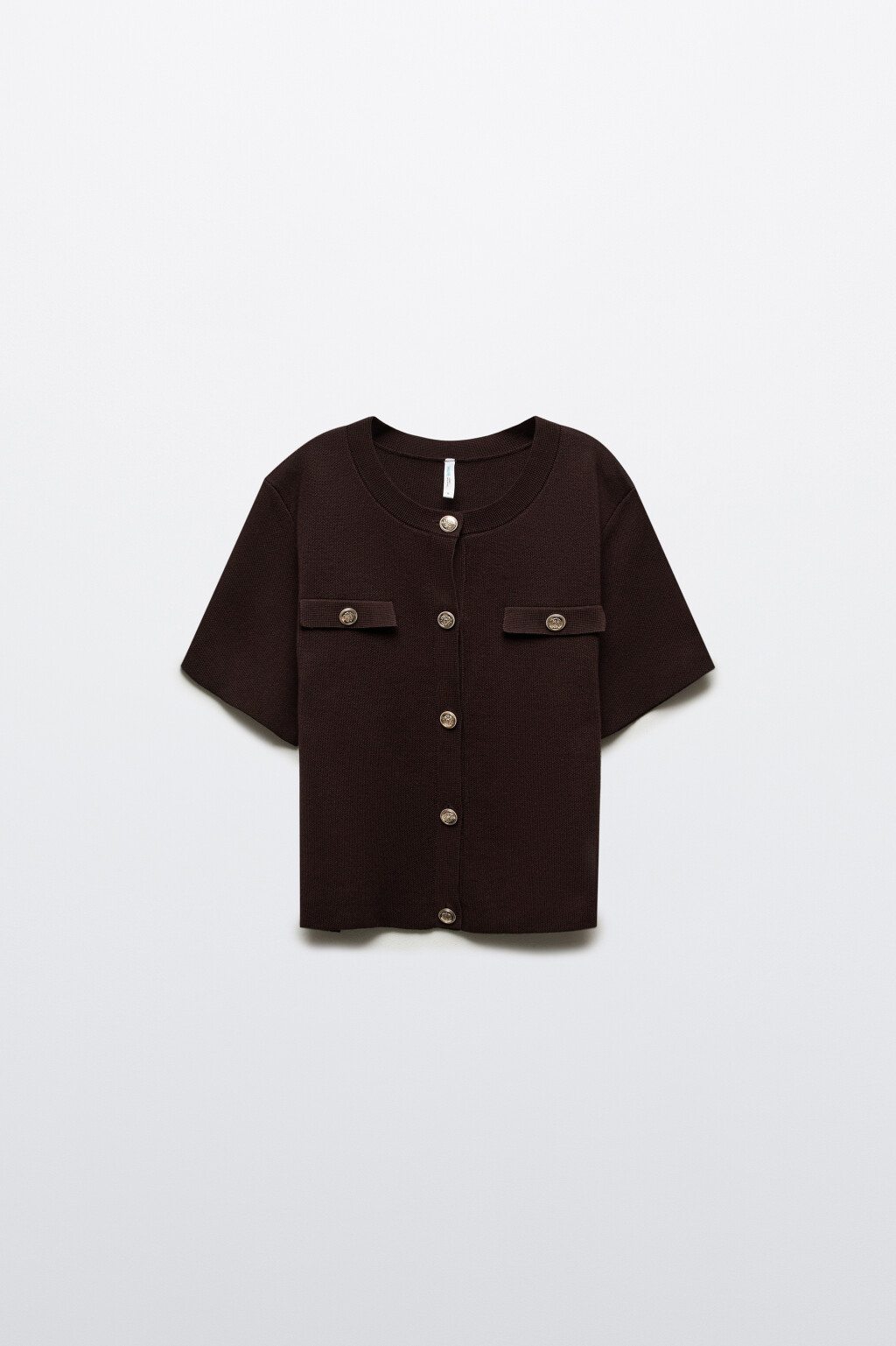 Кардиган вязаный с короткими рукавами - цвет коричневый - 7