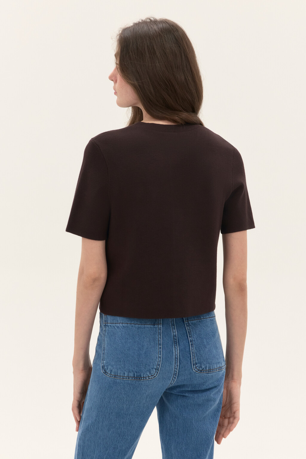 Кардиган вязаный с короткими рукавами - цвет коричневый - 3