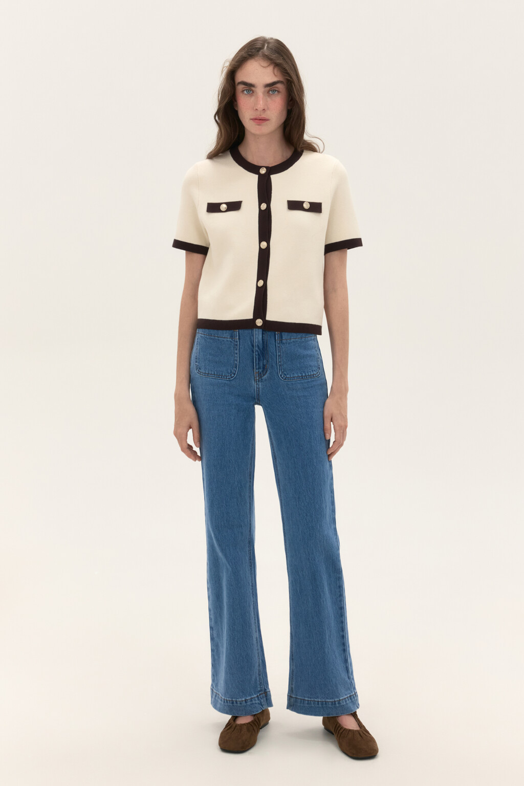 Кардиган вязаный с короткими рукавами - цвет молочный - 4