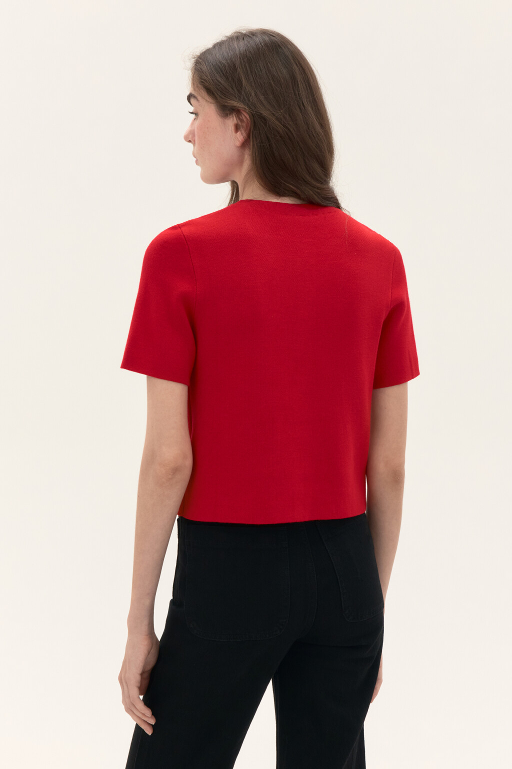 Кардиган вязаный с короткими рукавами - цвет красный - 3