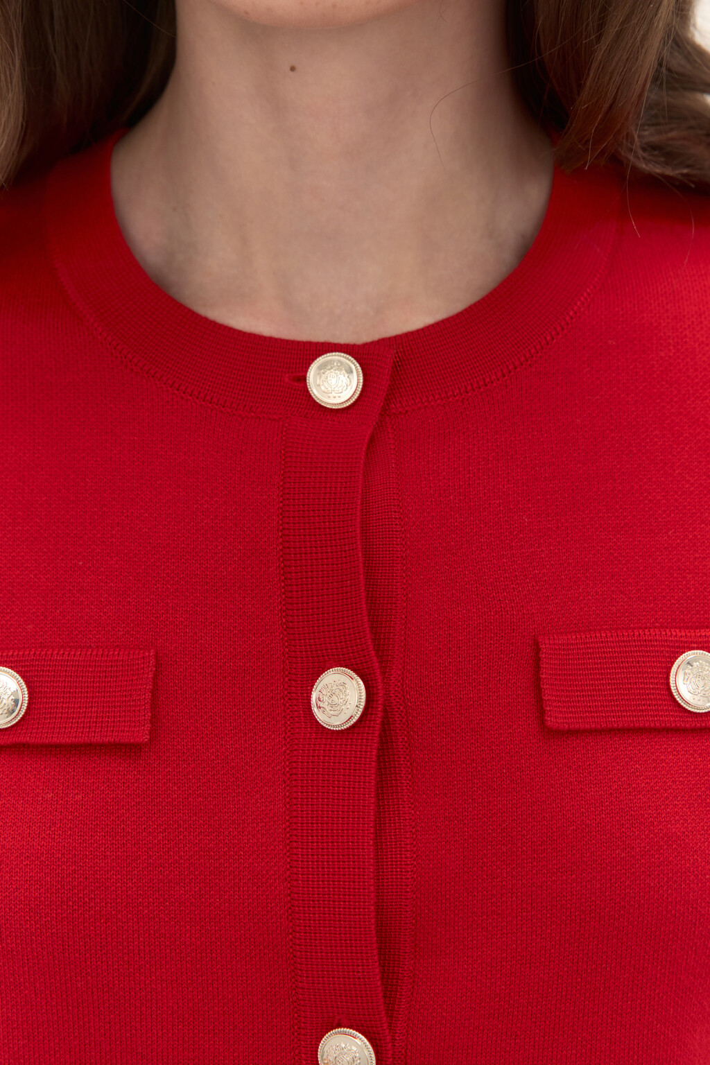 Кардиган вязаный с короткими рукавами - цвет красный - 5