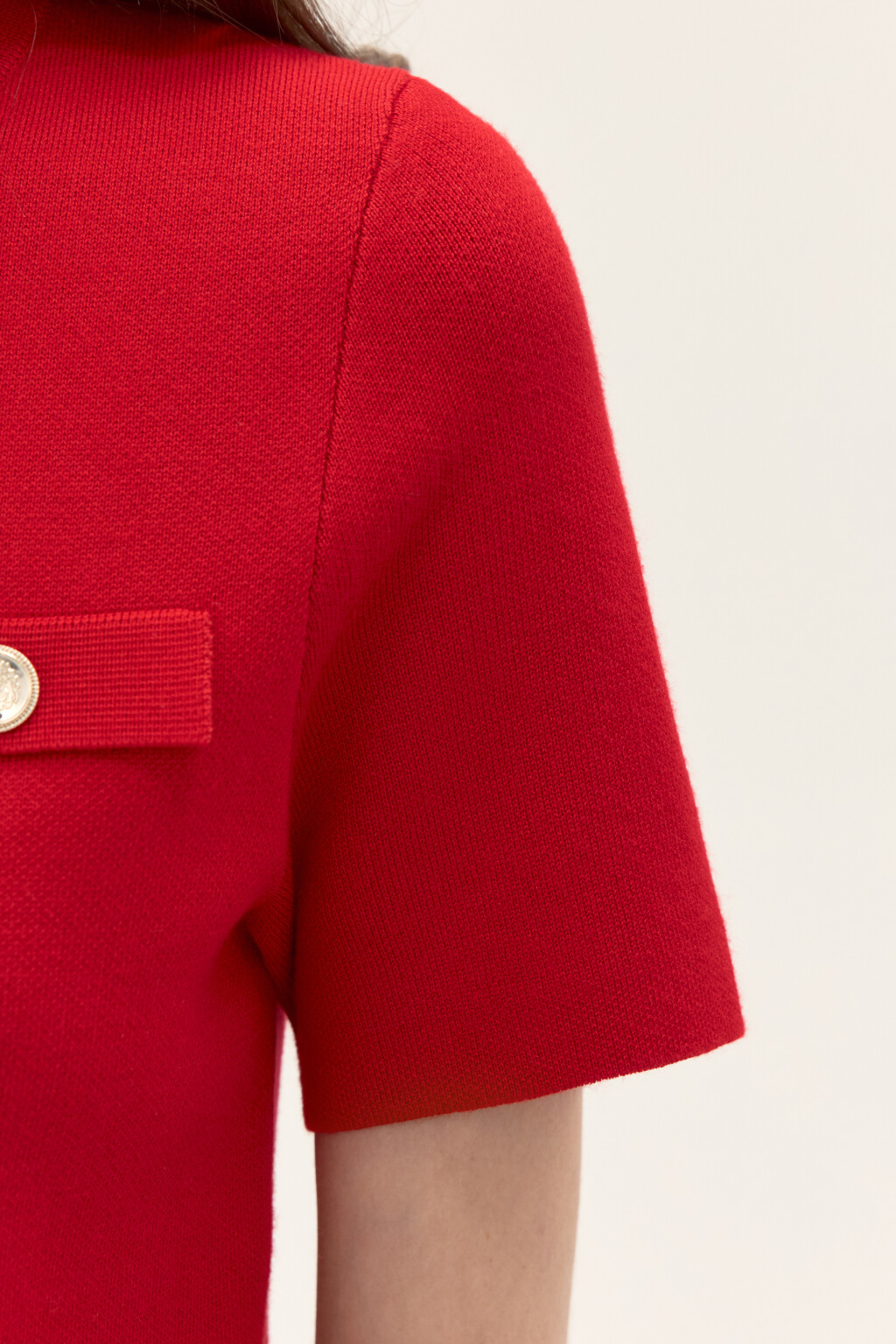 Кардиган вязаный с короткими рукавами - цвет красный - 6