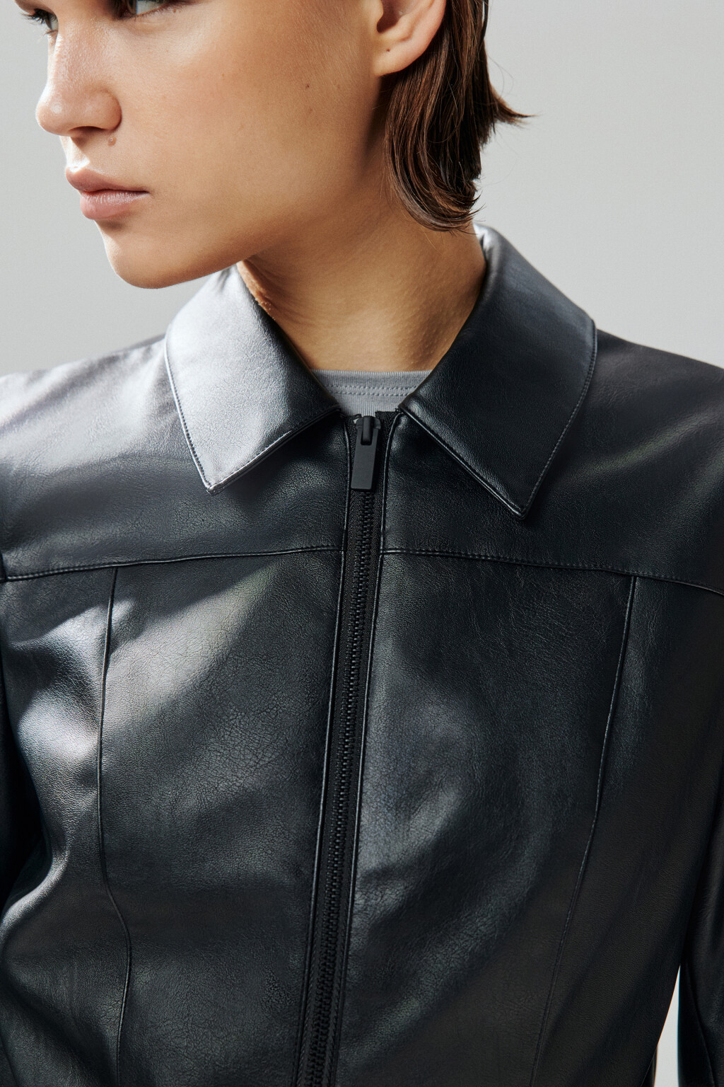 Куртка-жакет приталенная на молнии - цвет черный - 5