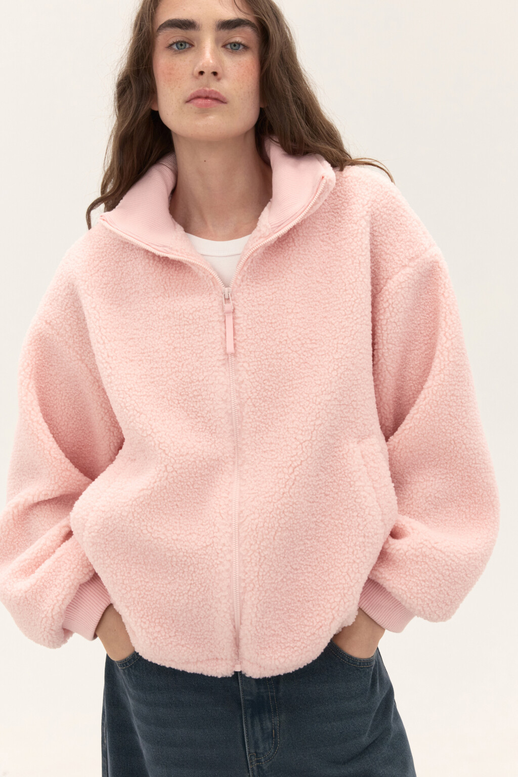 Куртка плюшевая на молнии - цвет розовый - 4