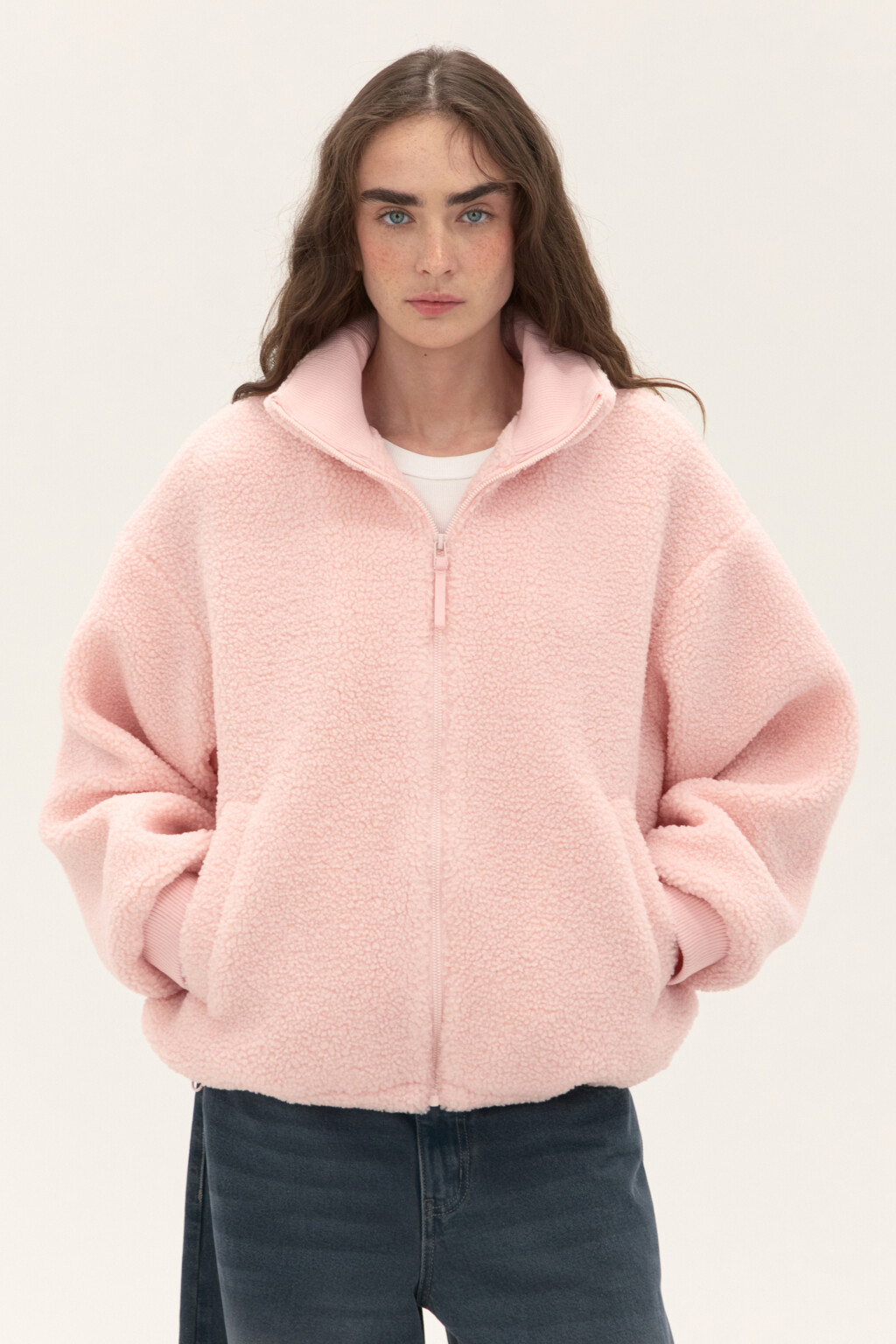 Куртка плюшевая на молнии - цвет розовый - 5