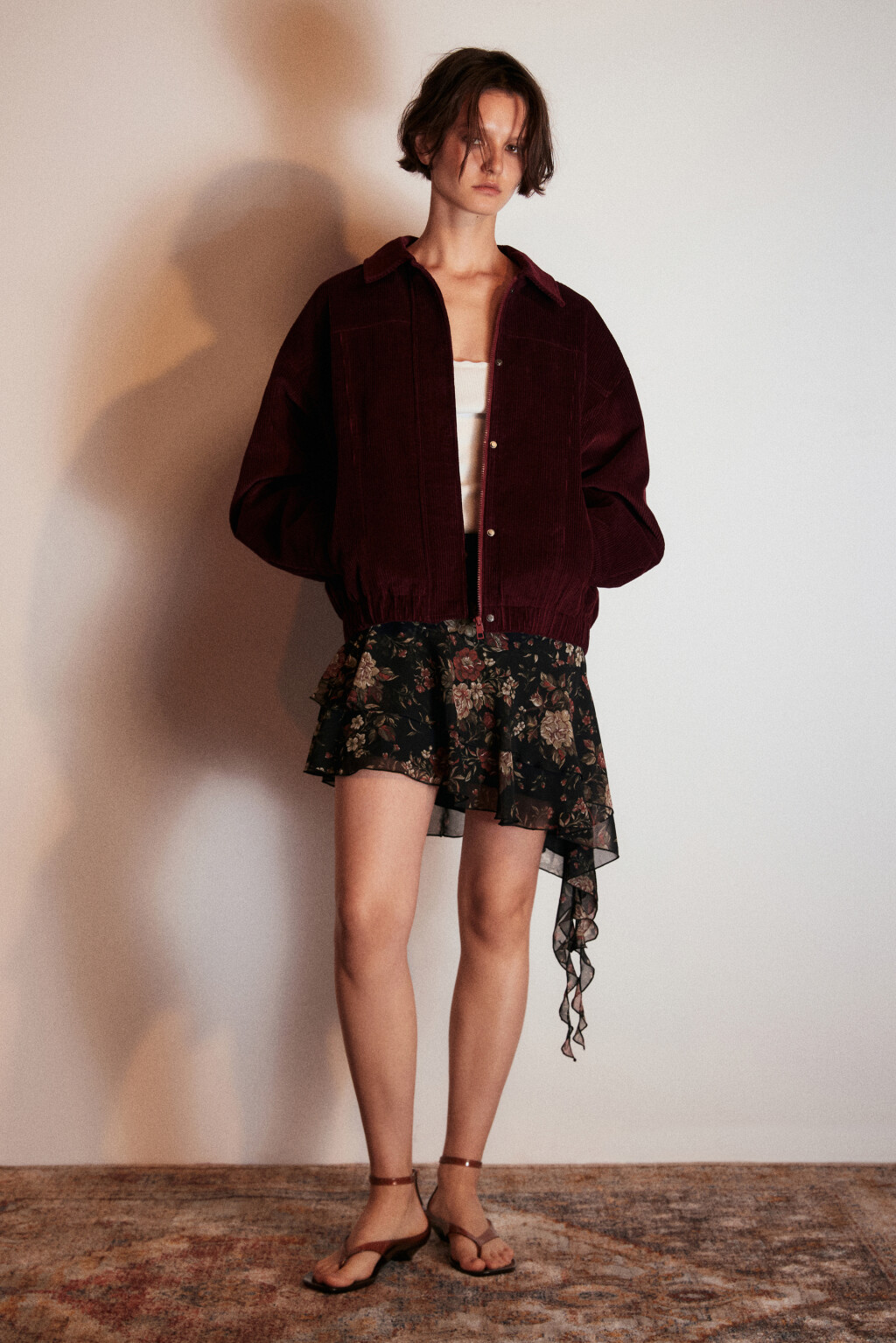 Куртка-бомбер из вельвета - цвет бордовый - 5