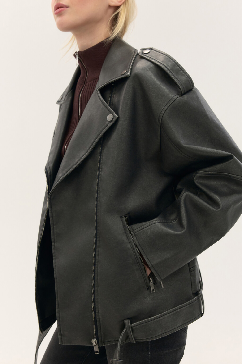 Куртка-косуха с вареным эффектом - цвет серый - 2