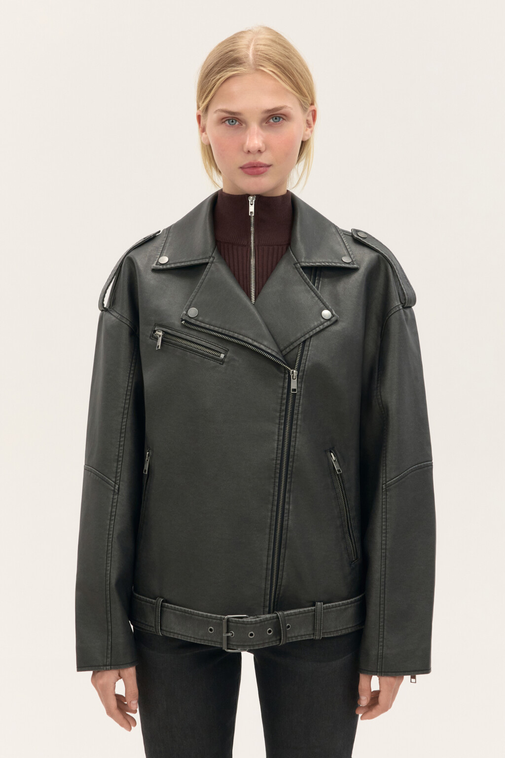 Куртка-косуха с вареным эффектом - цвет серый - 3