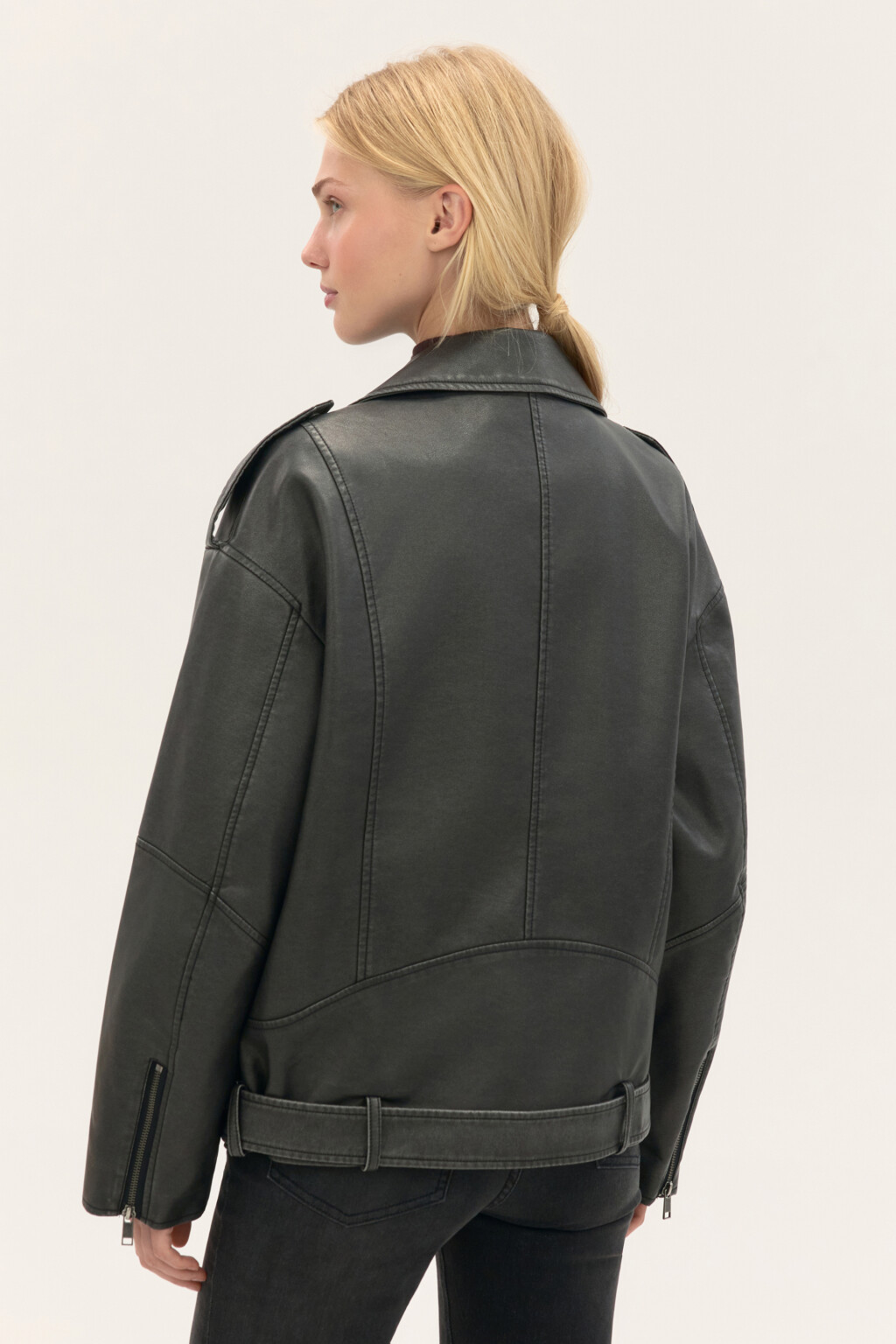 Куртка-косуха с вареным эффектом - цвет серый - 4