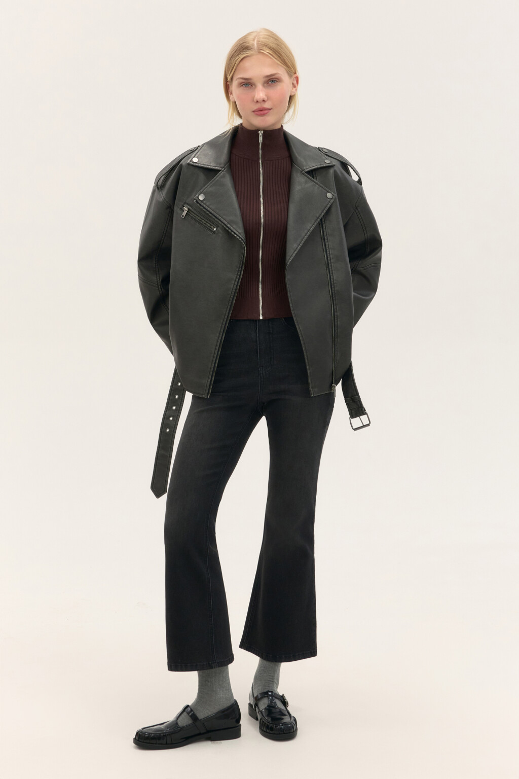 Куртка-косуха с вареным эффектом - цвет серый - 5