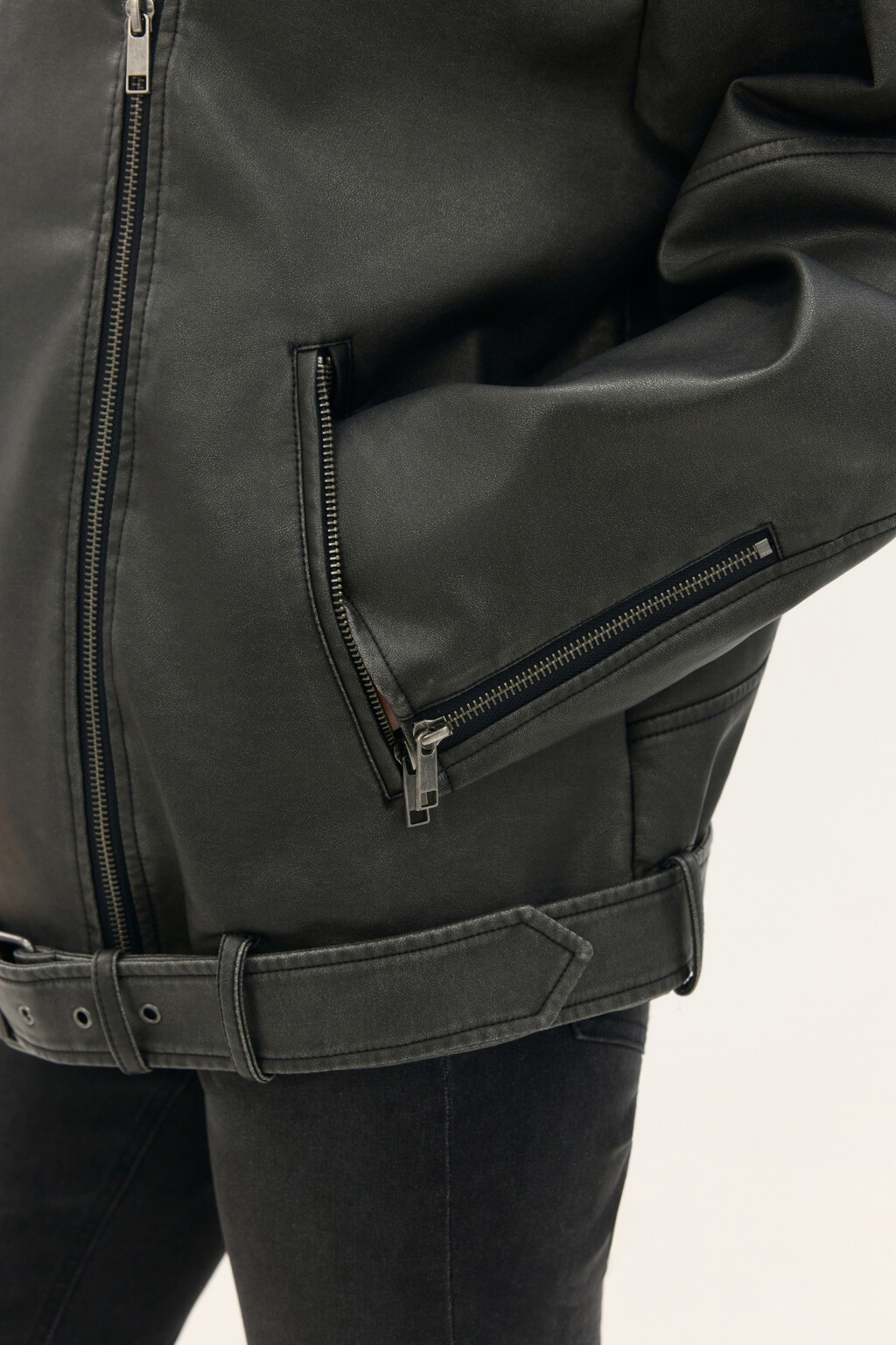 Куртка-косуха с вареным эффектом - цвет серый - 7