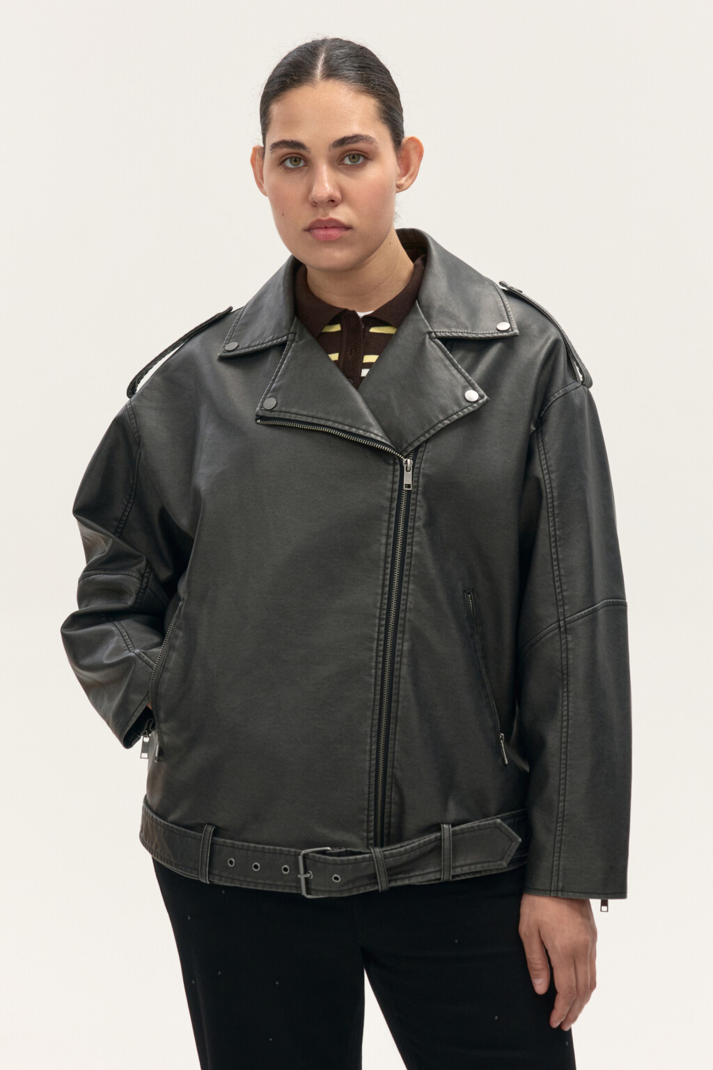 Куртка-косуха с вареным эффектом - цвет серый - 3