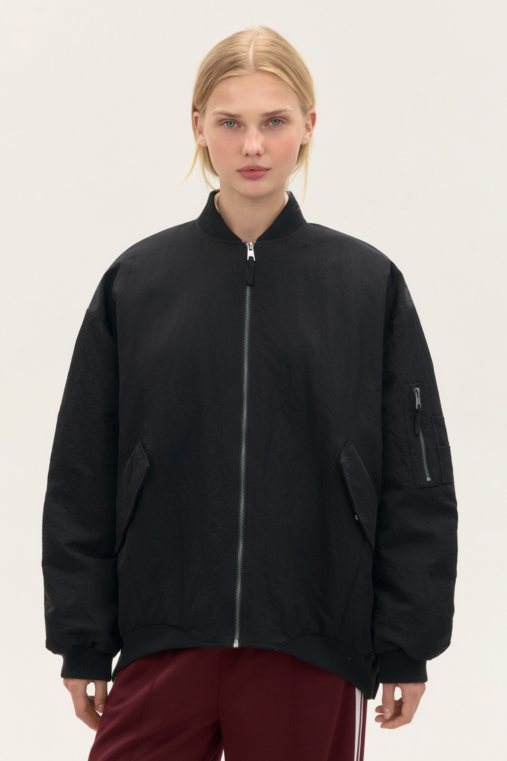 Куртка-бомбер утепленная - цвет черный - 2