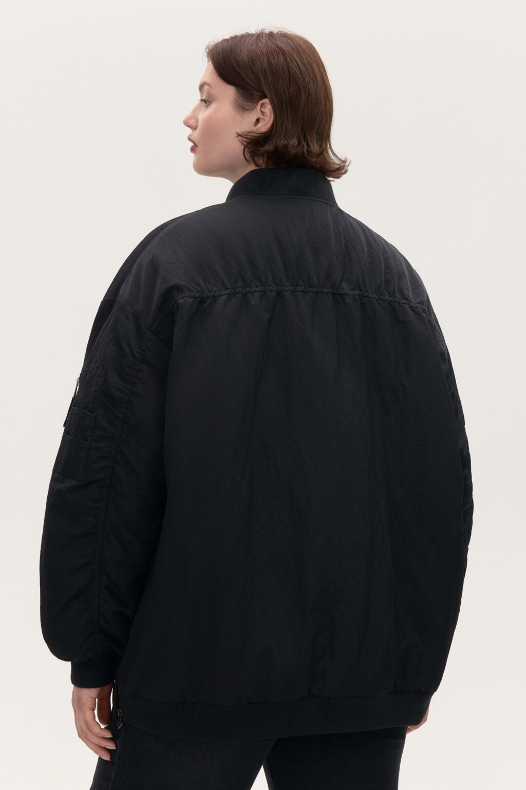 Куртка-бомбер oversize утепленная - цвет черный - 3