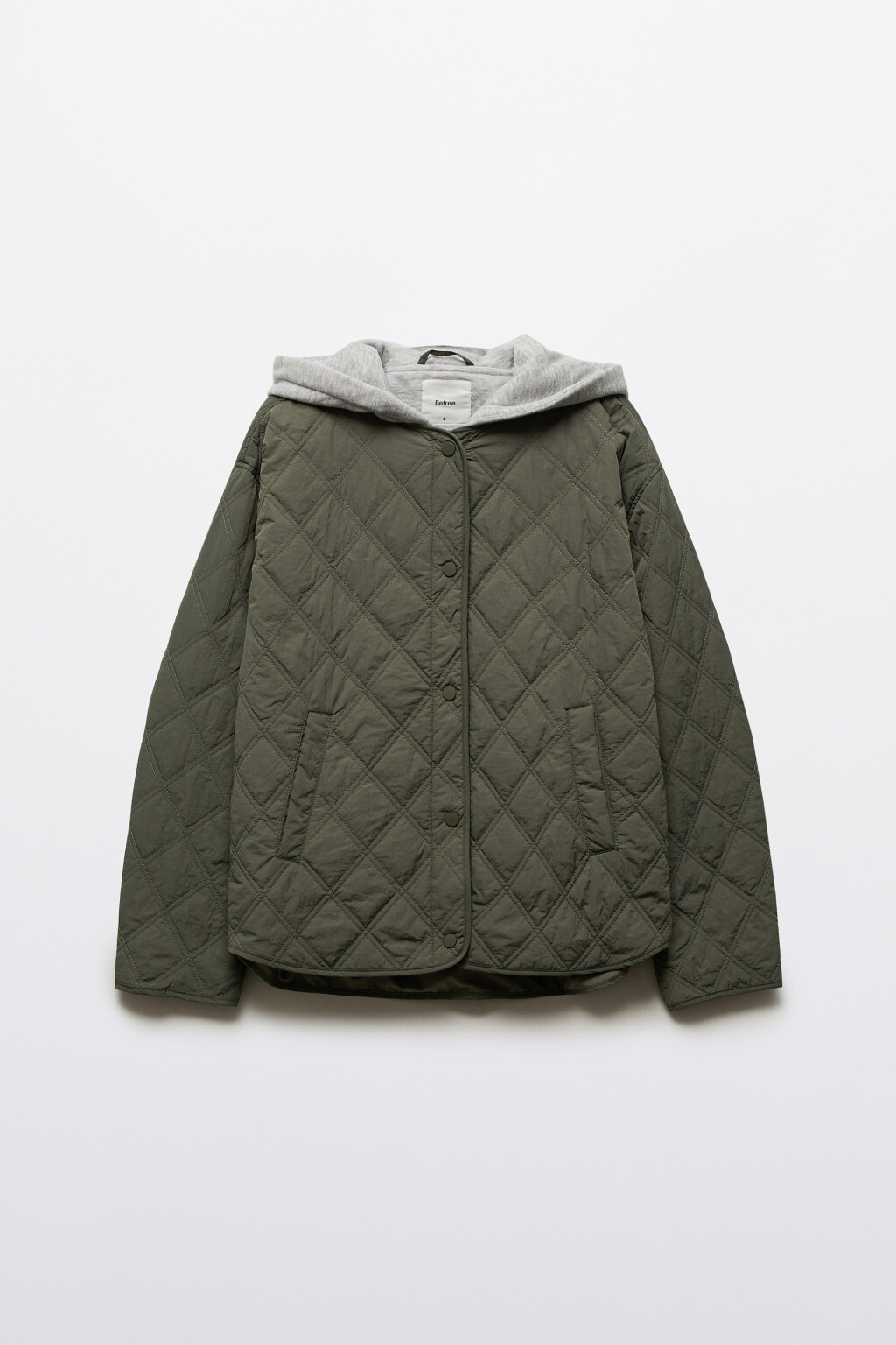 Куртка стеганая с имитацией худи - цвет зеленый - 7