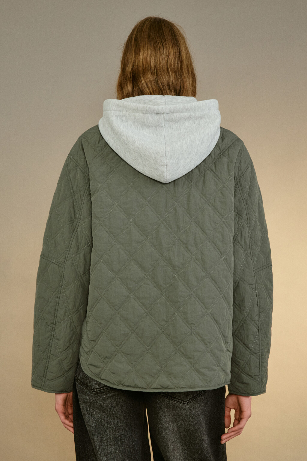 Куртка стеганая с имитацией худи - цвет зеленый - 3