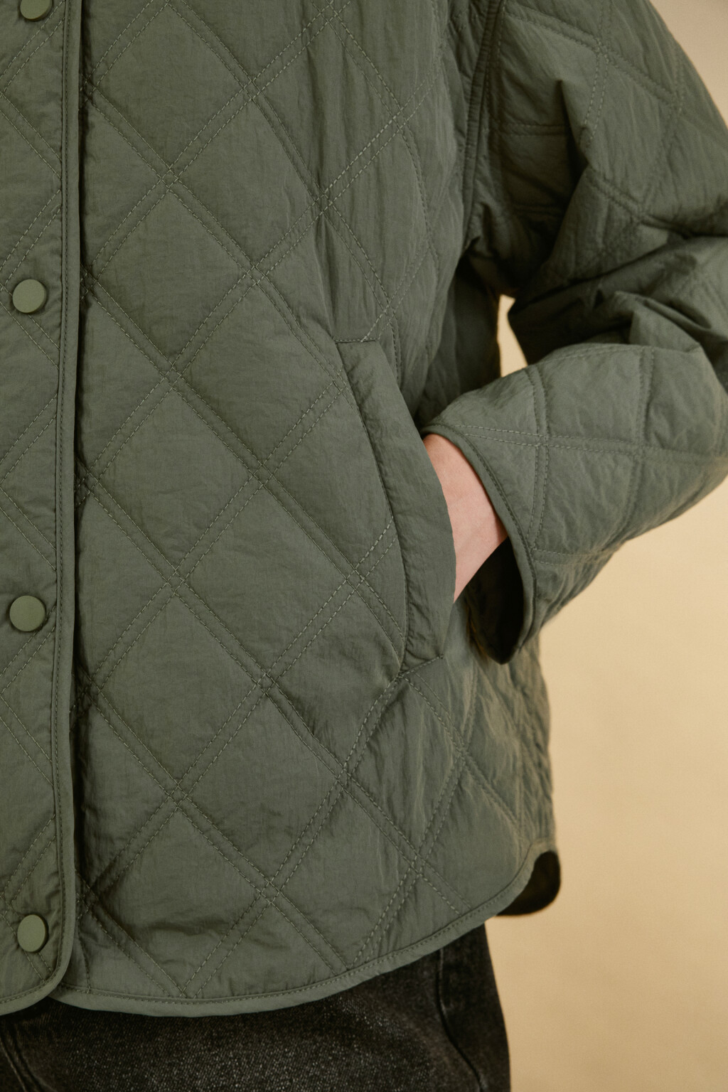 Куртка стеганая с имитацией худи - цвет зеленый - 5