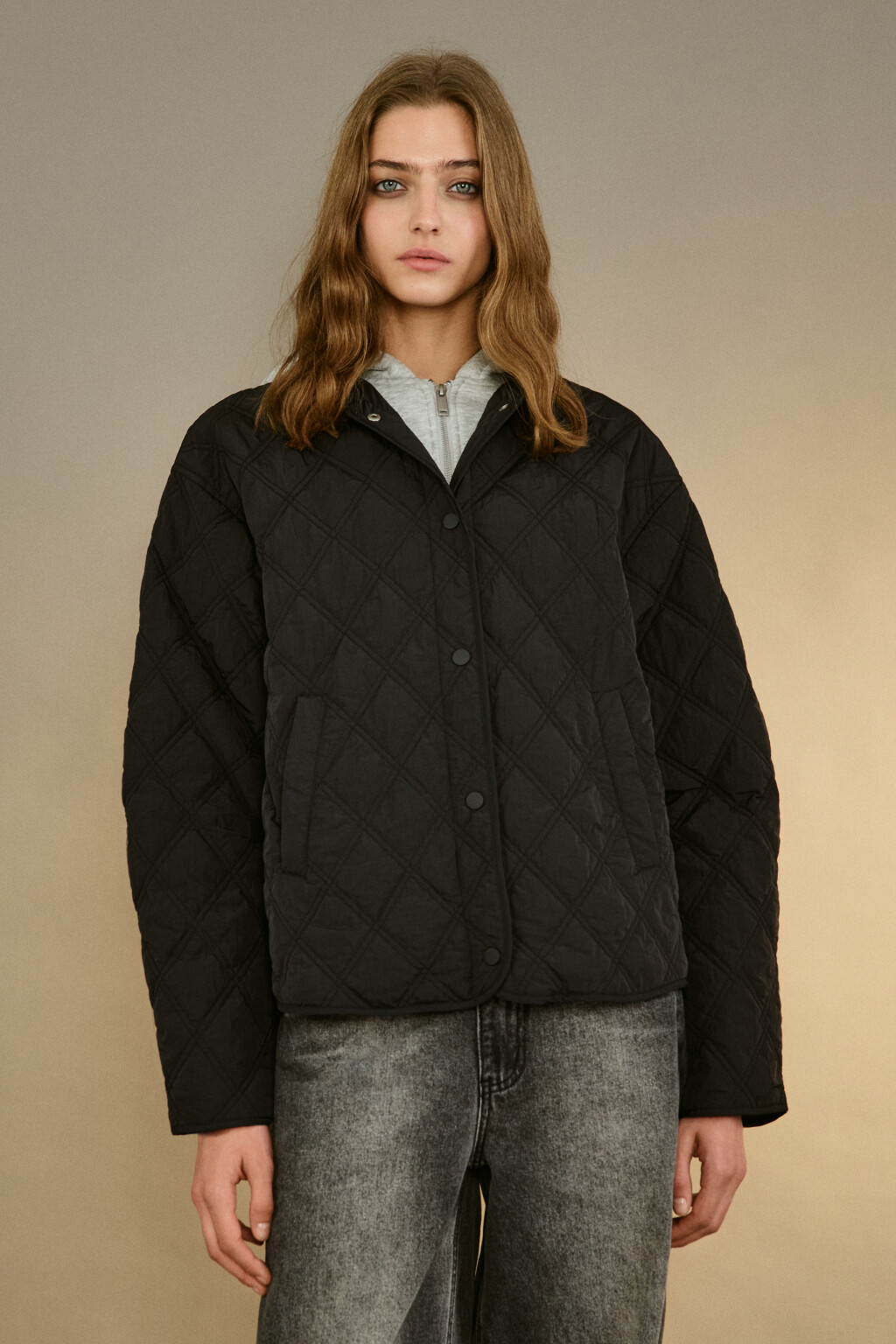 Куртка стеганая с имитацией худи - цвет черный - 2