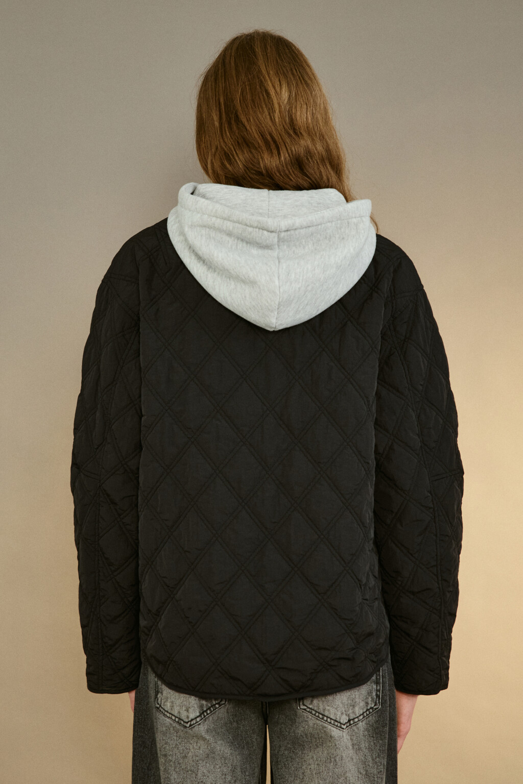 Куртка стеганая с имитацией худи - цвет черный - 3