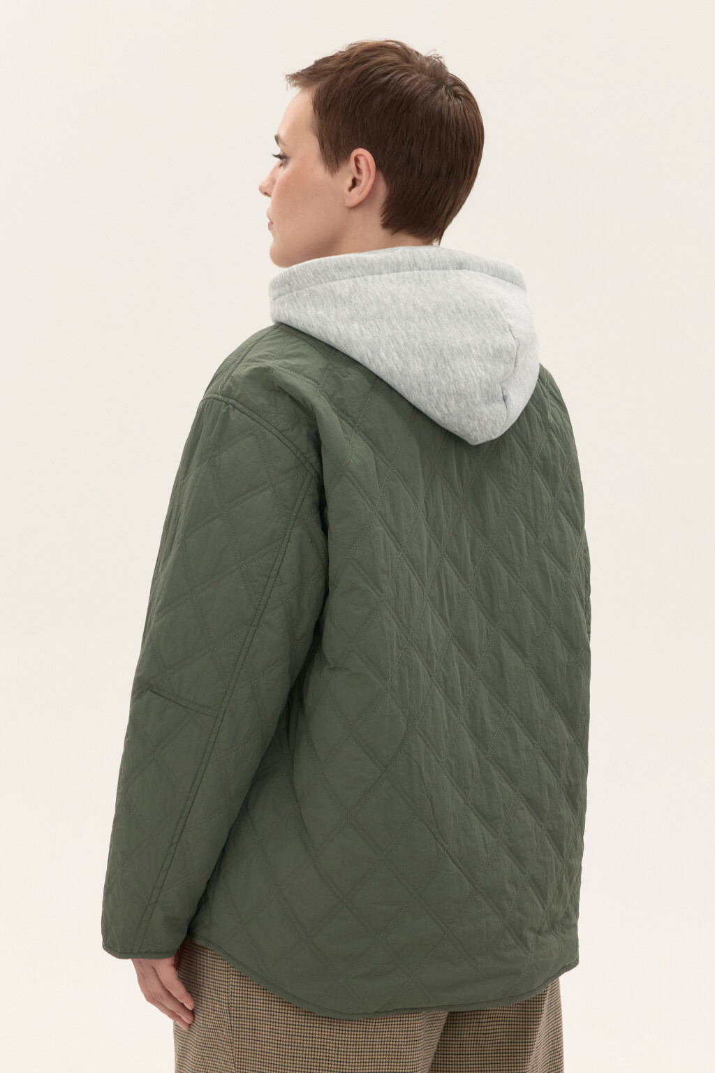 Куртка стеганая с имитацией худи - цвет зеленый - 3