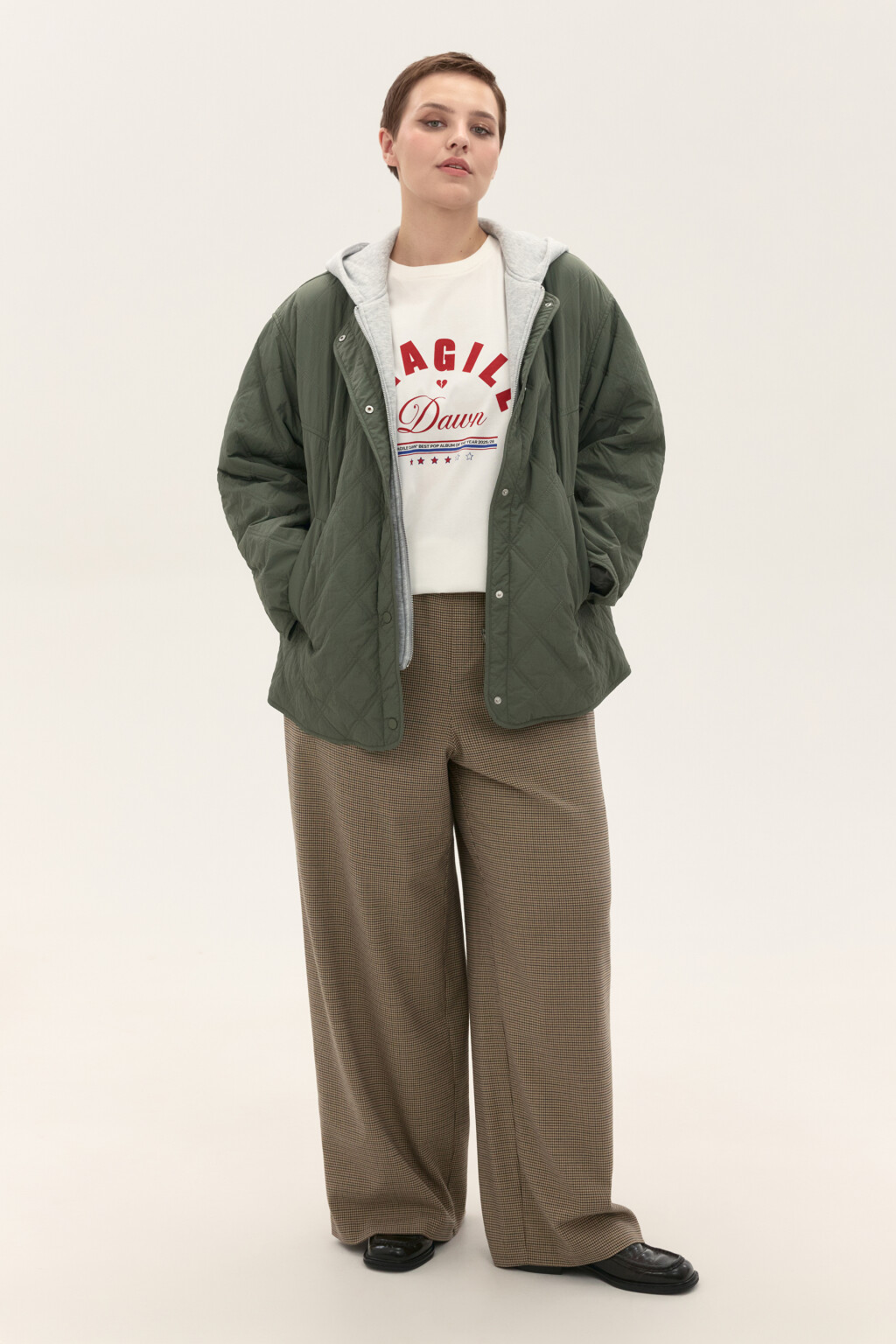 Куртка стеганая с имитацией худи - цвет зеленый - 4