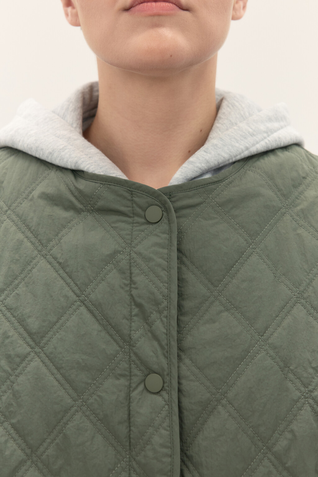 Куртка стеганая с имитацией худи - цвет зеленый - 5