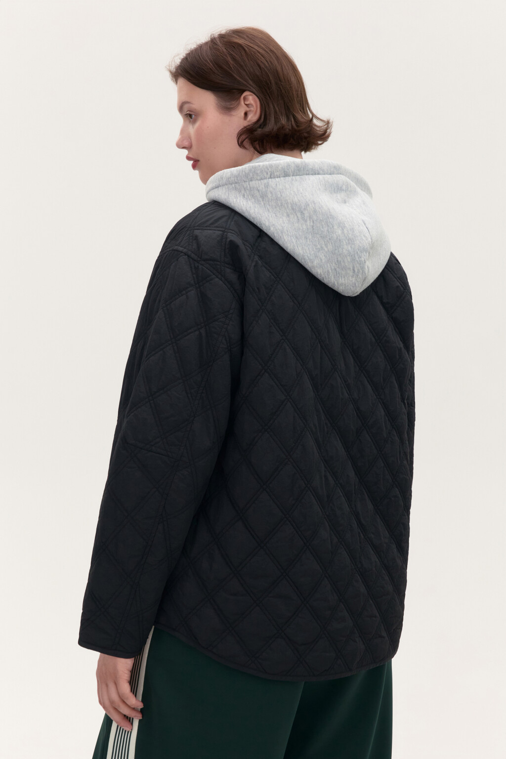 Куртка стеганая с имитацией худи - цвет черный - 3