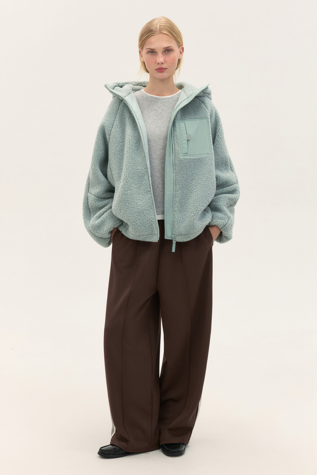 Куртка плюшевая с капюшоном - цвет мятный - 4