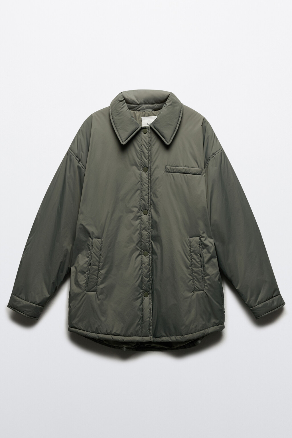 Куртка-рубашка oversize на утеплителе - цвет зеленый - 8