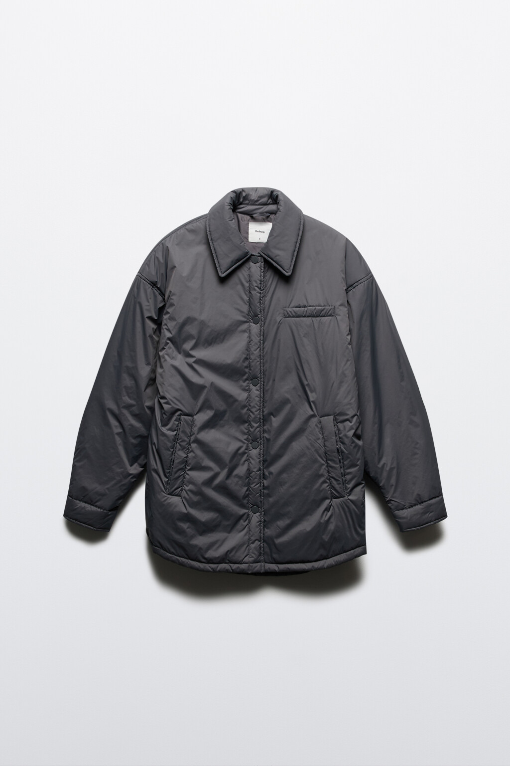 Куртка-рубашка oversize на утеплителе - цвет серый - 8