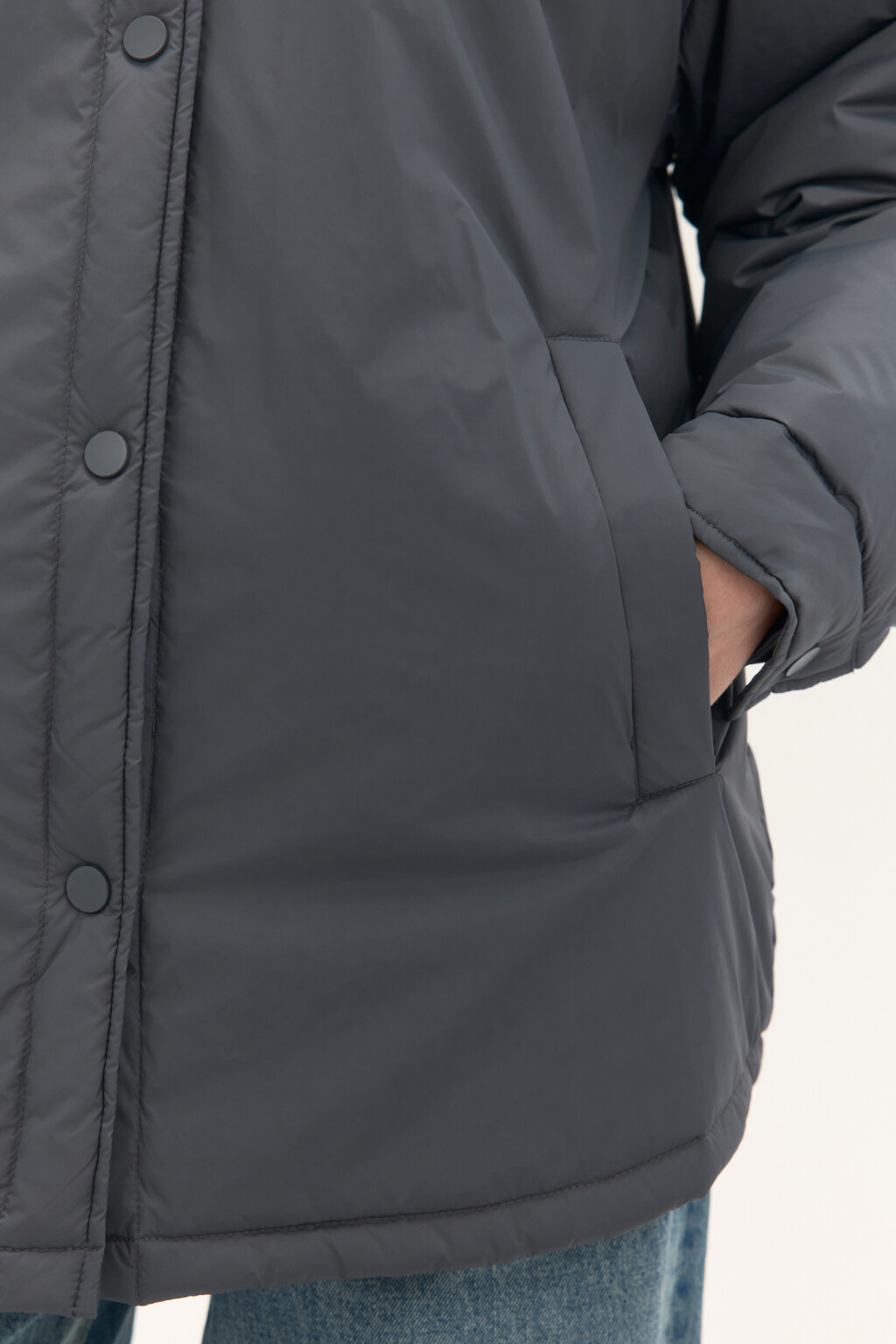 Куртка-рубашка oversize на утеплителе - цвет серый - 6