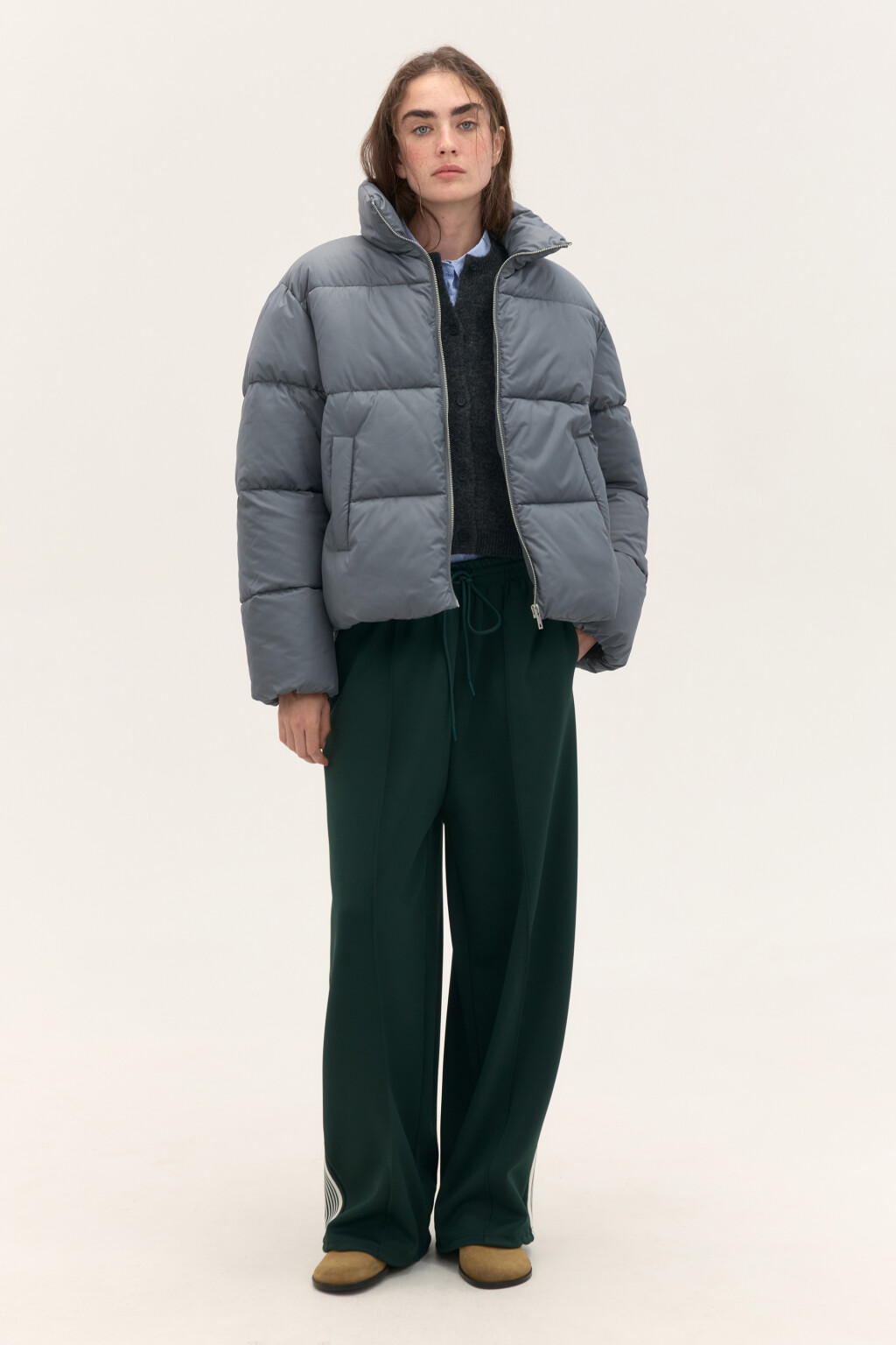 Куртка стеганая с воротником-стойкой - цвет серый - 4