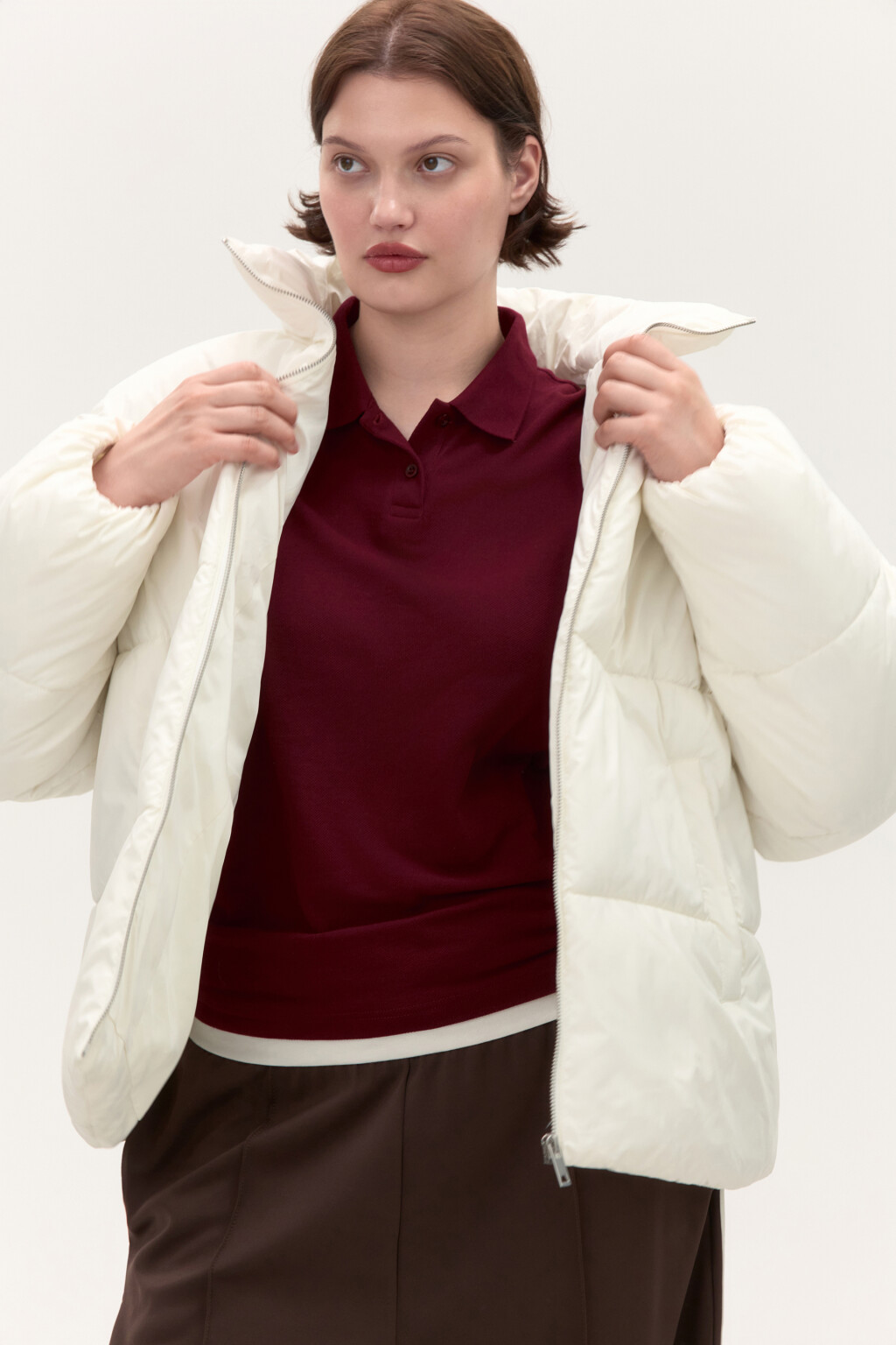 Куртка стеганая с воротником-стойкой - цвет молочный - 1