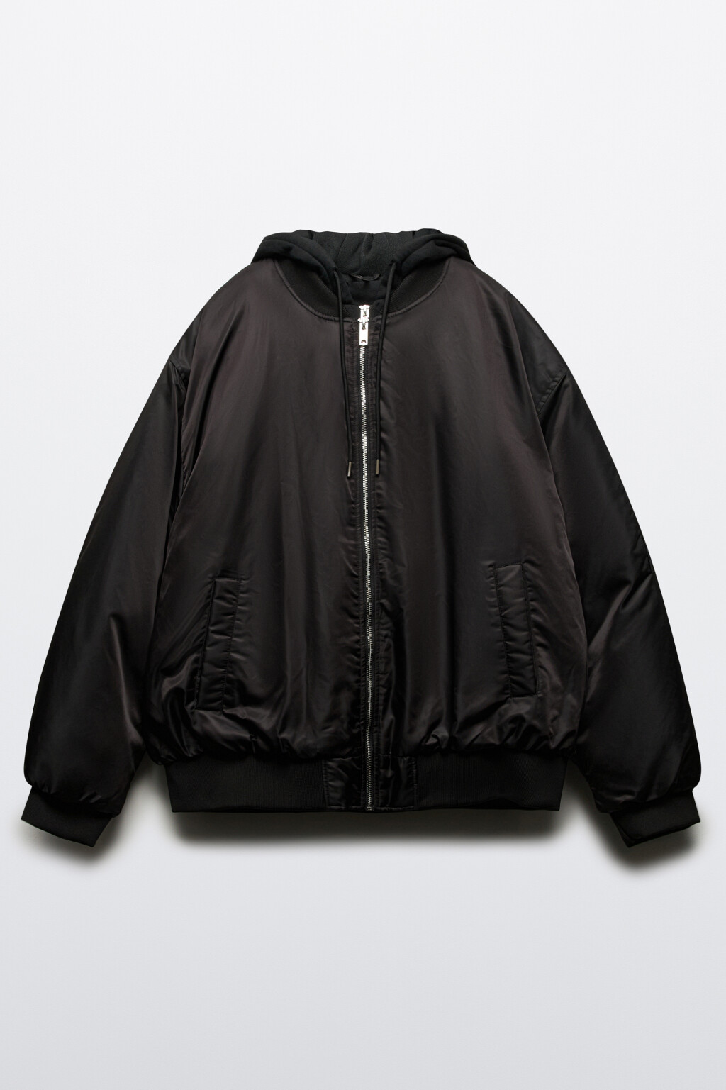 Куртка-бомбер с трикотажным капюшоном - цвет черный - 8