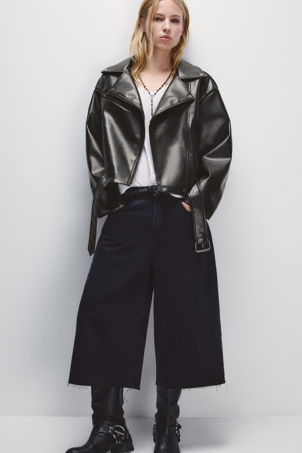 Куртка-косуха свободная с ремнем - цвет коричневый - 2