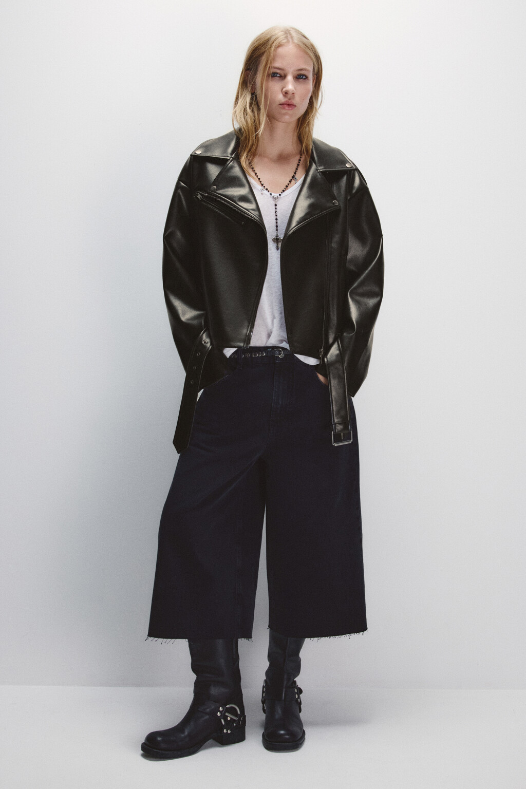 Куртка-косуха свободная с ремнем - цвет коричневый - 5