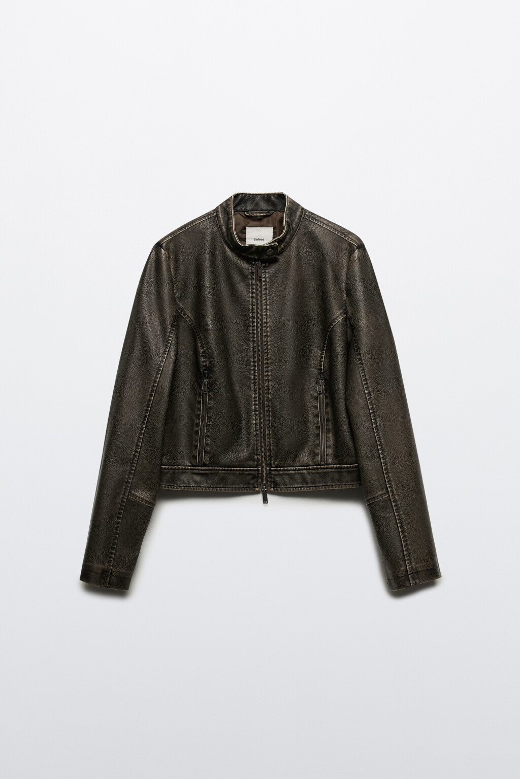 Куртка короткая с вареным эффектом - цвет зеленый - 9