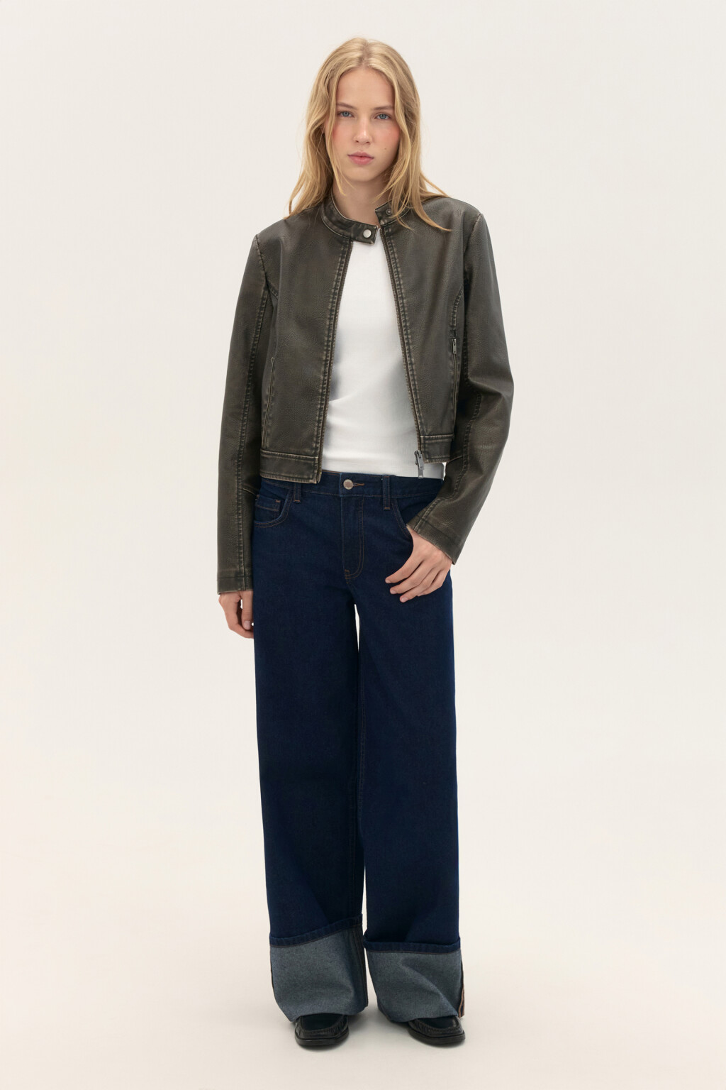 Куртка короткая с вареным эффектом - цвет зеленый - 5