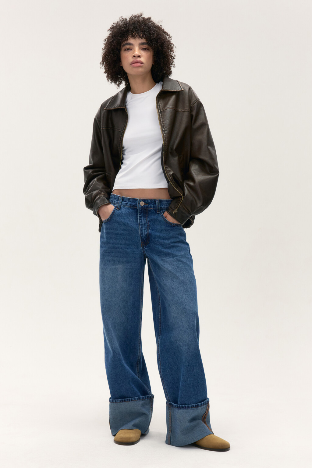 Куртка-бомбер с состаренным эффектом - цвет коричневый - 7