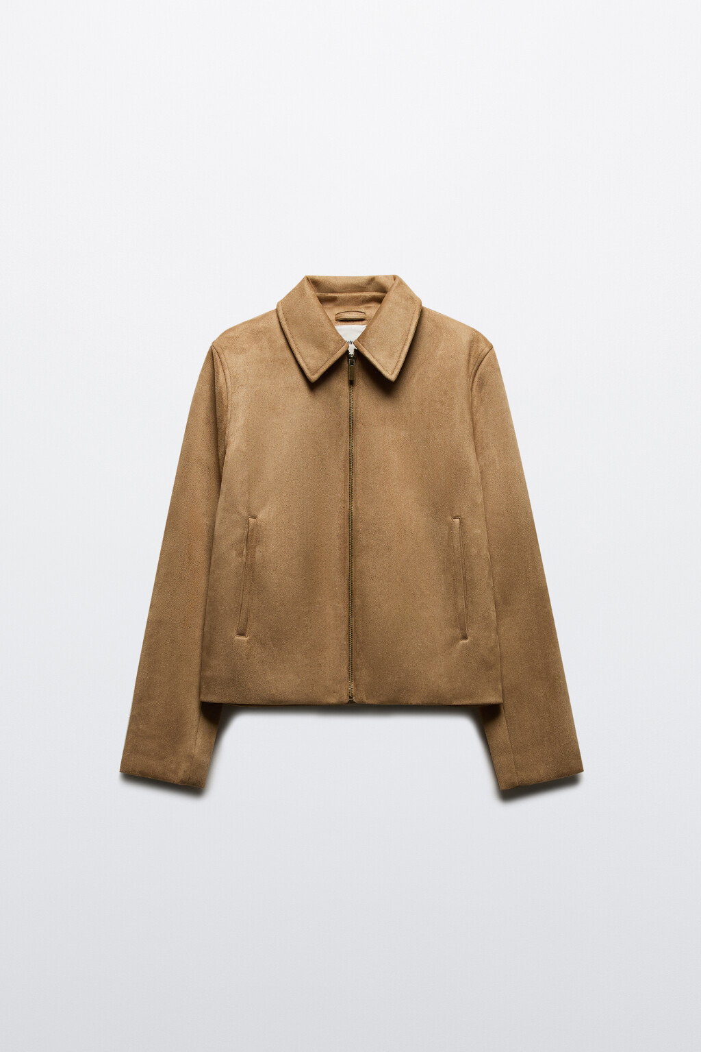 Куртка короткая с замшевой фактурой - цвет коричневый - 9