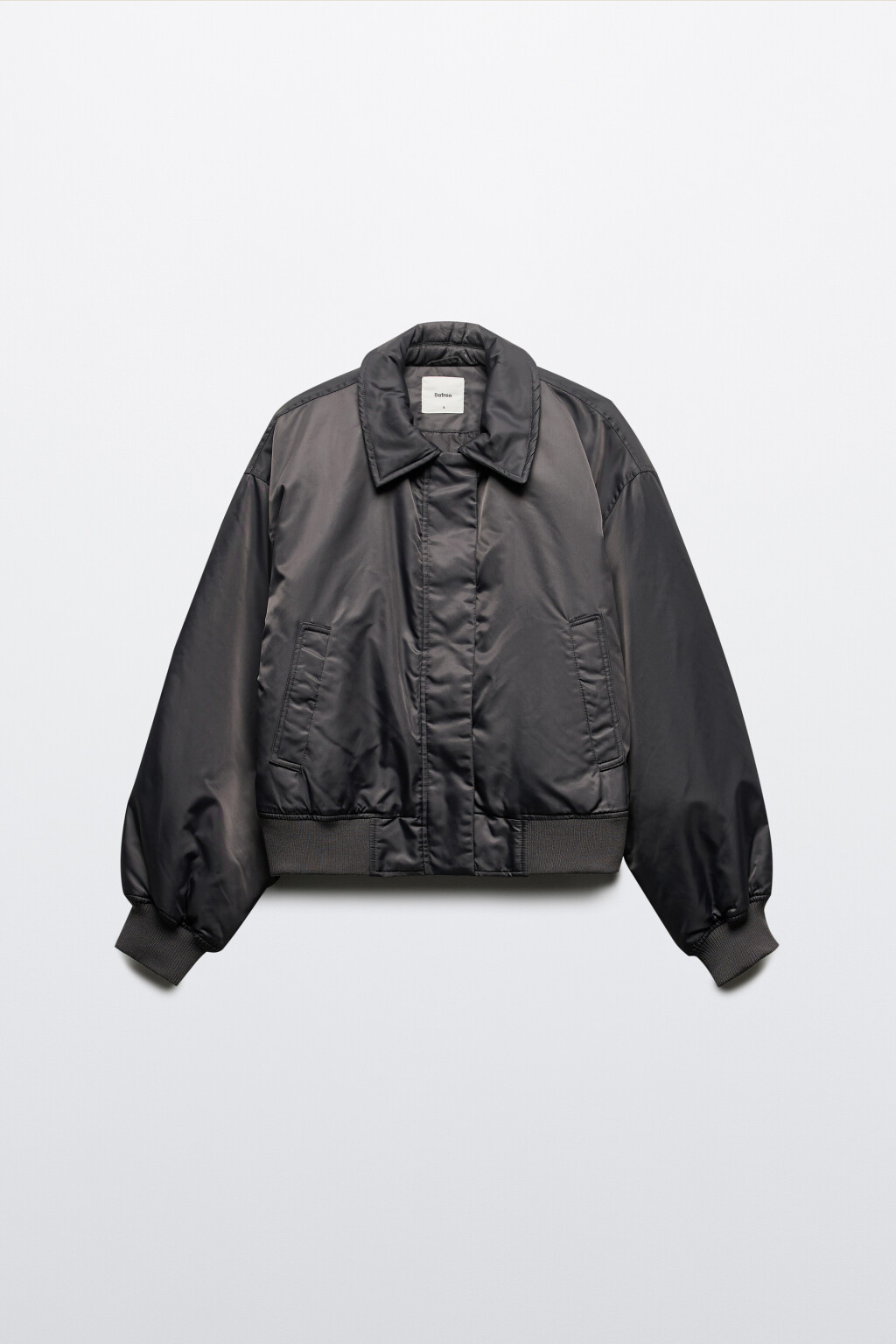 Куртка-бомбер укороченная на утеплителе - цвет серый - 8