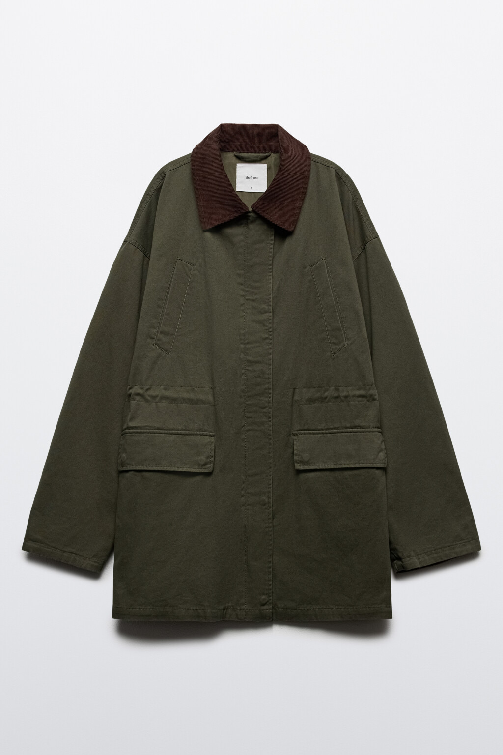 Куртка-парка с вельветовым воротником - цвет зеленый - 3