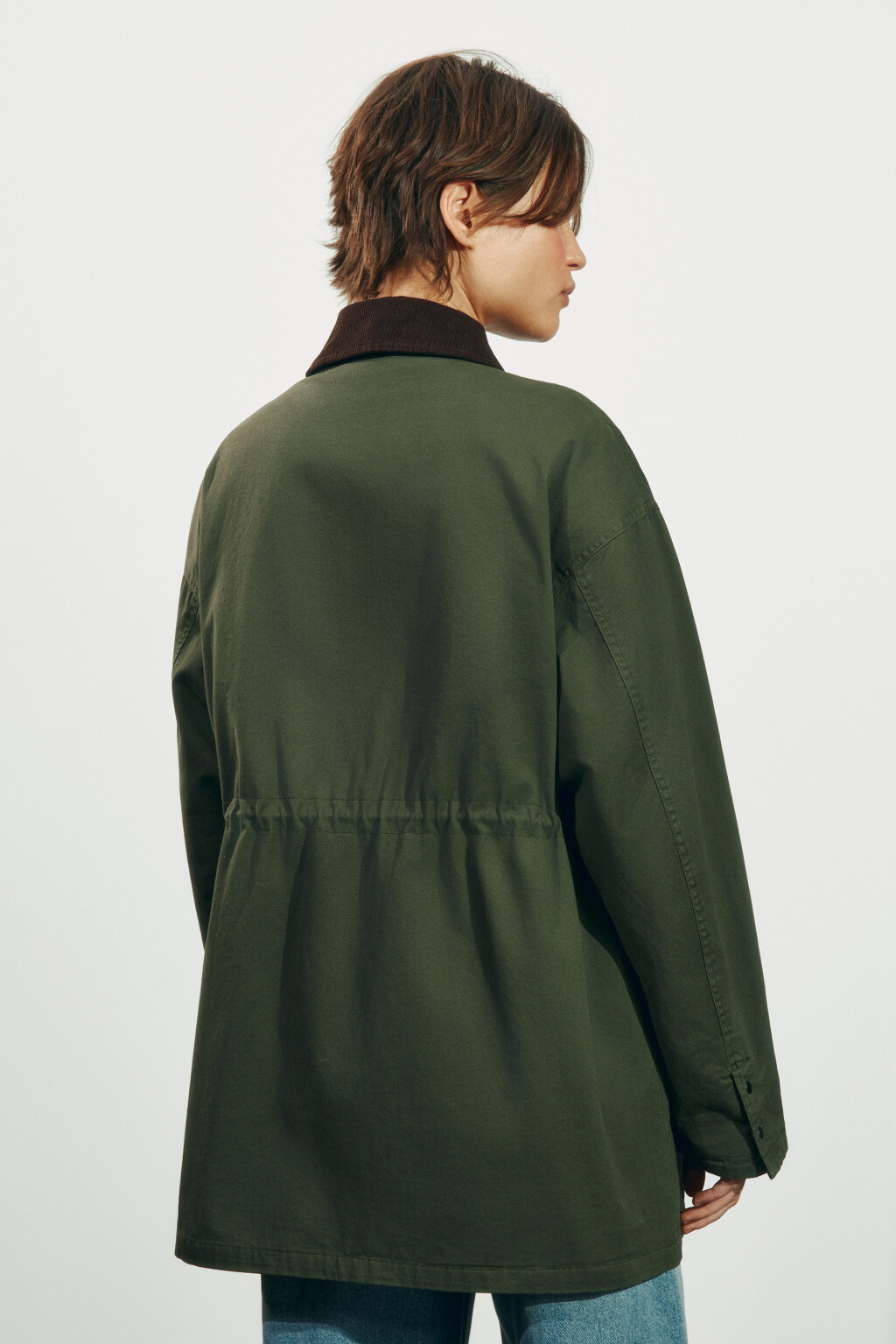 Куртка-парка с вельветовым воротником - цвет зеленый - 7