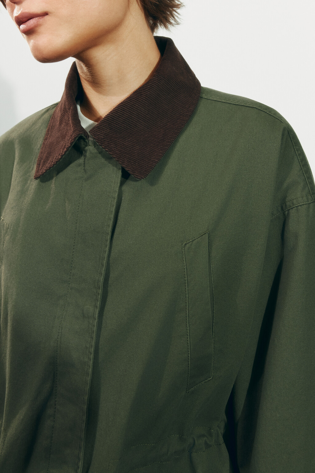 Куртка-парка с вельветовым воротником - цвет зеленый - 10