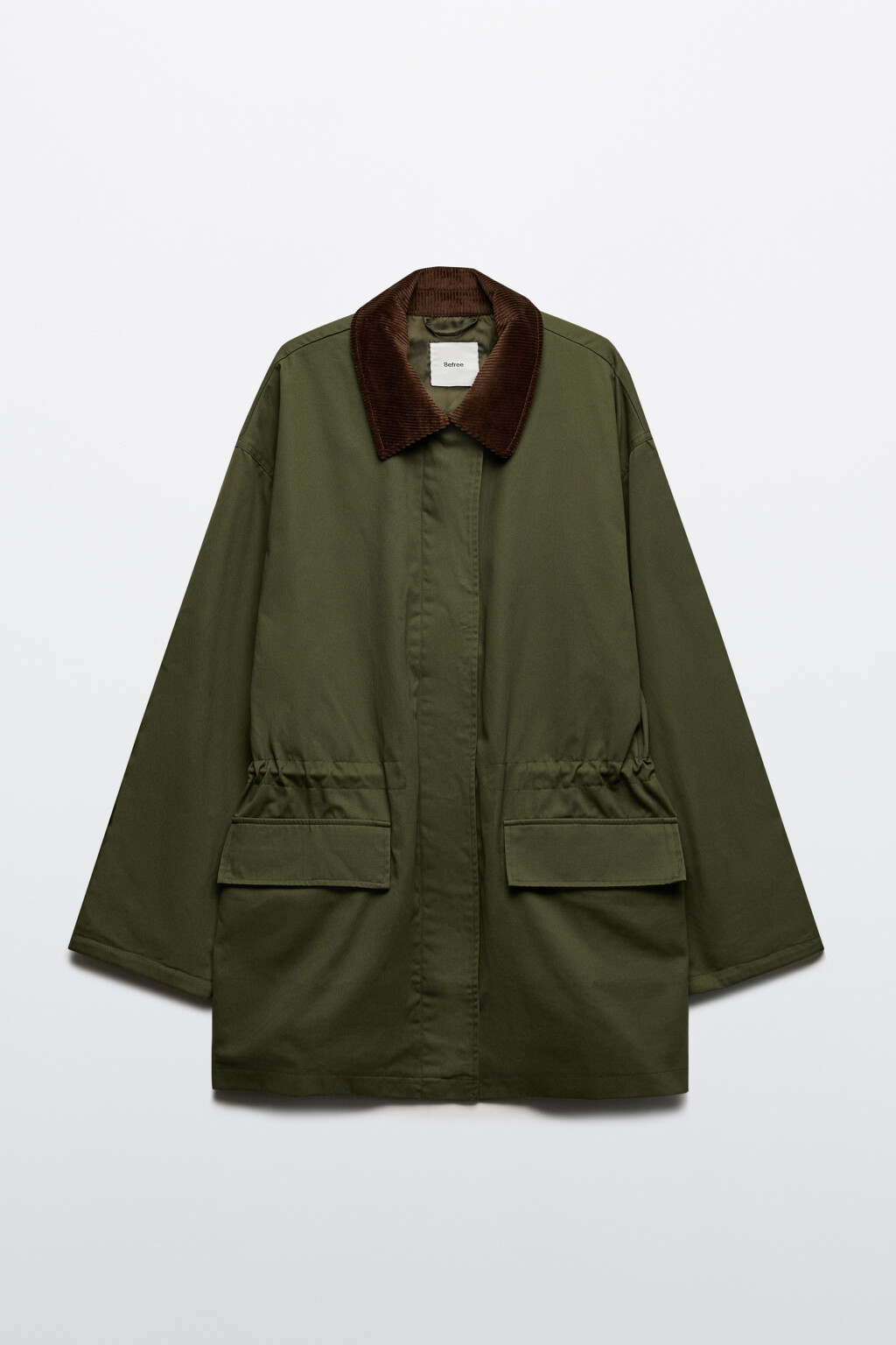 Куртка-парка с вельветовым воротником - цвет зеленый - 2